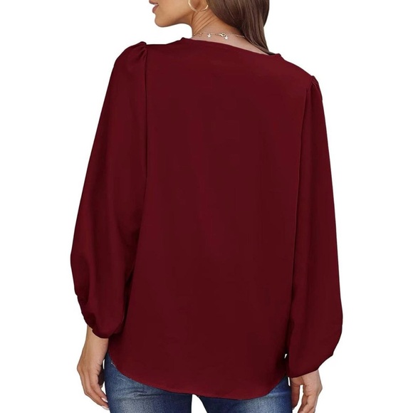 Boho deep red flouncey blouse - Picture 5 of 8
